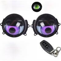 2x 12V LED red/ice blue/green 6-speed+automatic mode Devil's Eye Evil Eye remote control Lens lamp ghts Car Lights