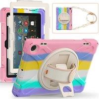 For Amazon Kindle Fire 8 2024/2022 Case 8inch PC+Silicon 360 Rotating Bracket with Four Corner Anti Drop Protective Shell (A)