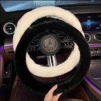 1PC Car Steering Wheel Plush Warm Wheel Cover Gearshift Handbrake Cover Protector Decoration Warm Super Thick Plush Collar Soft