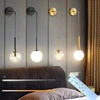Nordic 2.4G ? 30M Remote Control Dimming Wall Lamp Black/Gold Bedside Lamp Living Room Bedroom Mirror Wall Mounted Pendant Light