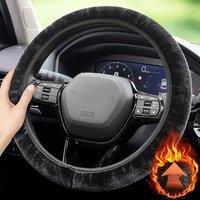 Car Steering Wheel Cover Gearshift Handbrake Cover Protector Decoration Winters Warm Thick Plush Collar Soft Non Slip Women Man