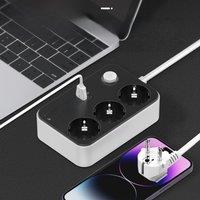 LDNIO EU Power Strip USB Plug Electric Extension Multi Outlet 2M Power Extension Cord 2500W