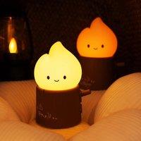 Flame Night Light Creative Tree Stump Night Lamp Desktop Decoration Portable Usb Charging Atmosphere Lamp Children Birthday Gift