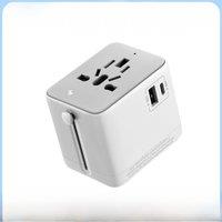 GONEO Universal Travel Adapter 15W/20W,Auto Reset 8 Protections All-in-one Socket 2 AC 1 USB-C 1 USB-A, AC EU US UK AU Standard