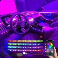 4in1 Neon LED Car Interior Ambient Backlight Lights Kit Wireless App Remote Music Control RGB Mood