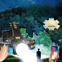 12000000 Lumens Headlamp Sensor XHP360 Fishing Headlight 18650 Battery Flashlight USB Rechargeable