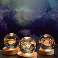 3D Crystal Lights Lamp RGB Glowing Planetary Galaxy Night Light Crystal Ball Night Lights Bedside Home Decor Christmas Gift