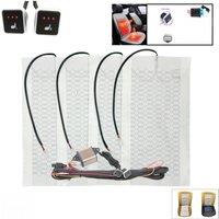12V Universal Built-In Car Seat Heater Kit Fit 2 Seats Carbon Fiber Heating Pads 3 Levels Dual Control Heated Switch System