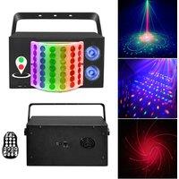 3IN1 Disco Party Light LED DJ Rave Strobe Lights Remote Control Stage Light Projecter Club Dance Lights For Christmas Music Show
