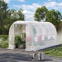 ?Breeins?White 4M/6M Outdoor Tunnel Greenhouse with Steel Frame