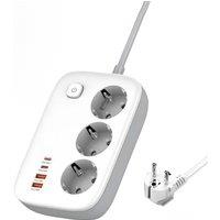 LDNIO Power Strip EU Standard Plug 3 Outlets with PD 65W 4 USB Fast Charging 2M Extension Cable
