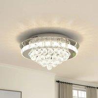 KOMORE Round Crystal-droplets LED Semi Flush Mount Ceiling Light, 36 W Polished Chrome Cool White /