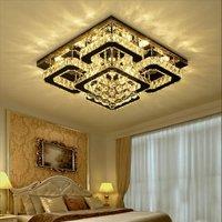KOMORE Modern Fancy Crystal LED Flush Mount Ceiling Light Fixture, 68 W Cool White / Stepless