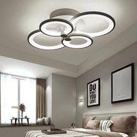 KOMORE Modern Circular LED Light-adjusted Semi Flush Ceiling Light ,Nordic Decor, 38 W/66W with