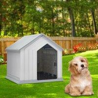 ?Breeins?White Waterproof Plastic Dog House Pet Kennel with Door