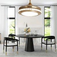KOMORE Contemporary 3-Blade Tiered LED Ceiling Fan Light with Retracted Blades, 36 W 3 Colour