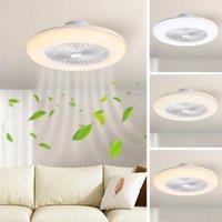 KOMORE Round Acrylic LED Ceiling Light Fan with Remote Control 3 Colour Temperature Memory Functions