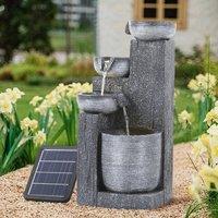 ?Breeins?Rustic Outdoor Floor Water Fountain High with LED Light Cascading Bowls for Garden Patio