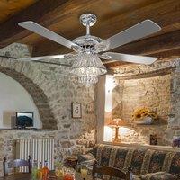 KOMORE 52 Inch Modern 5 Wood Blade Ceiling Fan Chandelier with Remote Control for Office, Living