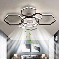 KOMORE Geometrical Ceiling Mount LED Fan Light with Remote Control 6 Speeds 60W Reversible Motor for