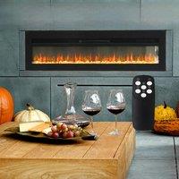 KOMORE Wall Mounted Electric Fireplace with Remote Control for Living Room, Automatic Safety Shutoff