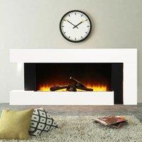 KOMORE Contemporary Wall Mounted/Freestanding Fireplace Mantel for Living Room, Overheat Protection 1000W&2000W, 132cm, White