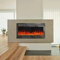 KOMORE Recessed/Wall Mounted Electric Fireplace Adjustable Flame with Remote 102cm 1800W Flame Effect Overheat Protection