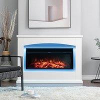 KOMORE 34inch Electric Fireplace with White Wooden Mantel for Home, Automatic Safety Shutoff