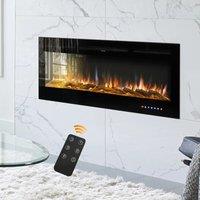 KOMORE Recessed/Wall Mounted Electric Fireplace Adjustable 12 Colours Flame with Remote Automatic