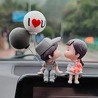 Car Decoration Cute Cartoon Couples Action Figure Figurines Balloon Ornament - For Girls - Auto Interior Dashboard Accessories