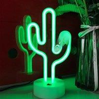 Cute Cactus Neon Sign Lights Battery & USB Powered LED Table Lamp for Party Birthday Gift Living Room Camping Summer Home Decor