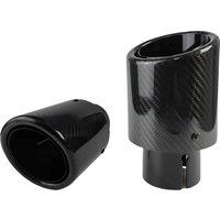 Car Glossy Twill Carbon Fiber Muffler Tip Exhaust System Pipe Mufflers Nozzle Universal Crimping Stainless steel Silver