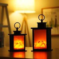 LED Fireplace Hand Held Lamp, Decorations Table Lamp, Flame Warm Lighting, for Holiday Gift Party Camping Summer Home Decor