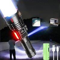 Super Bright Flashlight 10000000LM Torch High Power LED Flashlights Zoomable Lantern Rechargeable