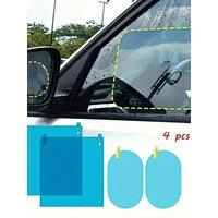 4Pcs Car Rearview Protective Side Windows Sticker, Anti Fog Glare Rainproof Waterproof Mirror Film Clear Nano Coatin