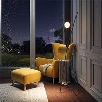 KOMORE E27 1-Light Moon Lampshade Black Tripod Floor Lamp Corner Standing Light for Living Room Office