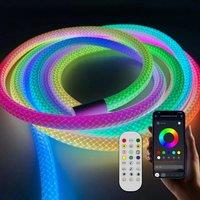 Circular 360-degree luminous band,flexible woven mesh LED RGB neon rope light strip,remote controller application for control