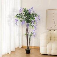 ?Breeins?Outdoor Realistic Artificial Palm Tree Plant in Pot