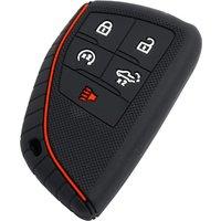 For GMC Sierra Chevrolet Silverado 1500 2500HD 3500HD 2024 2025 Silicone Car 5 Buttons Key Case Keychain Accessories Matte Black