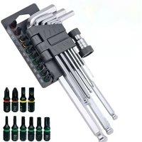 20In1 Metric Allen Wrench Set Bit Adapter with Screwdriver Head S2 Steel HEX/TORX/BALL END Hex Point