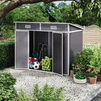 ?Breeins?4x8 ft Outdoor Storage Shed, Metal Sheds Storage Garden Shed Tool Shed with Pent Roof and windows