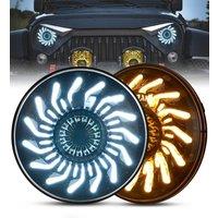 7-in round high-brightness LED headlights, suitable for Yamaha Harley Road King Jeep Wrangler Jk Halo Angel Eyes 7-in motorcycle