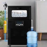 PBOBP Small Ice Maker Self Cleaning,Ice Machine With 24 Hour Timer,33 lbs Basket,Stainless Steel Ice Makers for School,Home,Bar