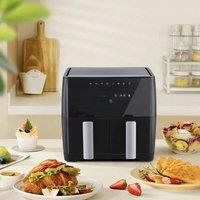 KOMORE 8L 1700W Touch Screen Dual Basket Air Fryer 80C-200C Adjustable Temperature & 30min Timer