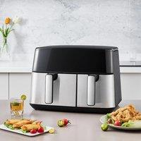 KOMORE 6.5L+3.5L Touch Screen Dual Basket Air Fryer with 60 Minutes Timer & 80C-200C Adjustable Temperature