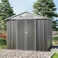 ?Breeins?6 x 8 FT outdoor metal storage shed with floor frame base, galvanized steel garden shed