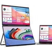 ZEUSLAP 15.6" Stacked Foldable Dual Monitor FHD 100% sRGB Laptop Screen Extender Portable Monitor for Windows Mac OS