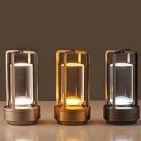 HPH Retro Table Lamp Coffee Table Decor Bedroom Decoration Rechargeable Touch Bed Side Nordic Led Lamp Bedside Desk Light