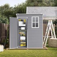 ?Breeins?5x3 Outdoor Storage Shed, Plastic Resin Shed with Floor with Lockable Door for Patio
