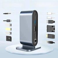 12-in-1 USB C Docking Station with 100W PD USB-C 4K HDTV VGA USB 3.0 RJ45 SD/TF Cards Reader Audio